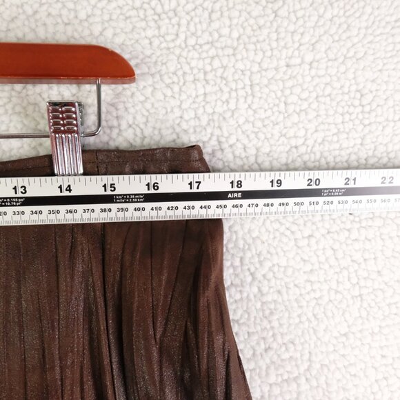 Joseph Ribkoff Skirt Womens 8 Brown Pleated Crinkle A-Line Midi Elegant - Picture 2 of 7